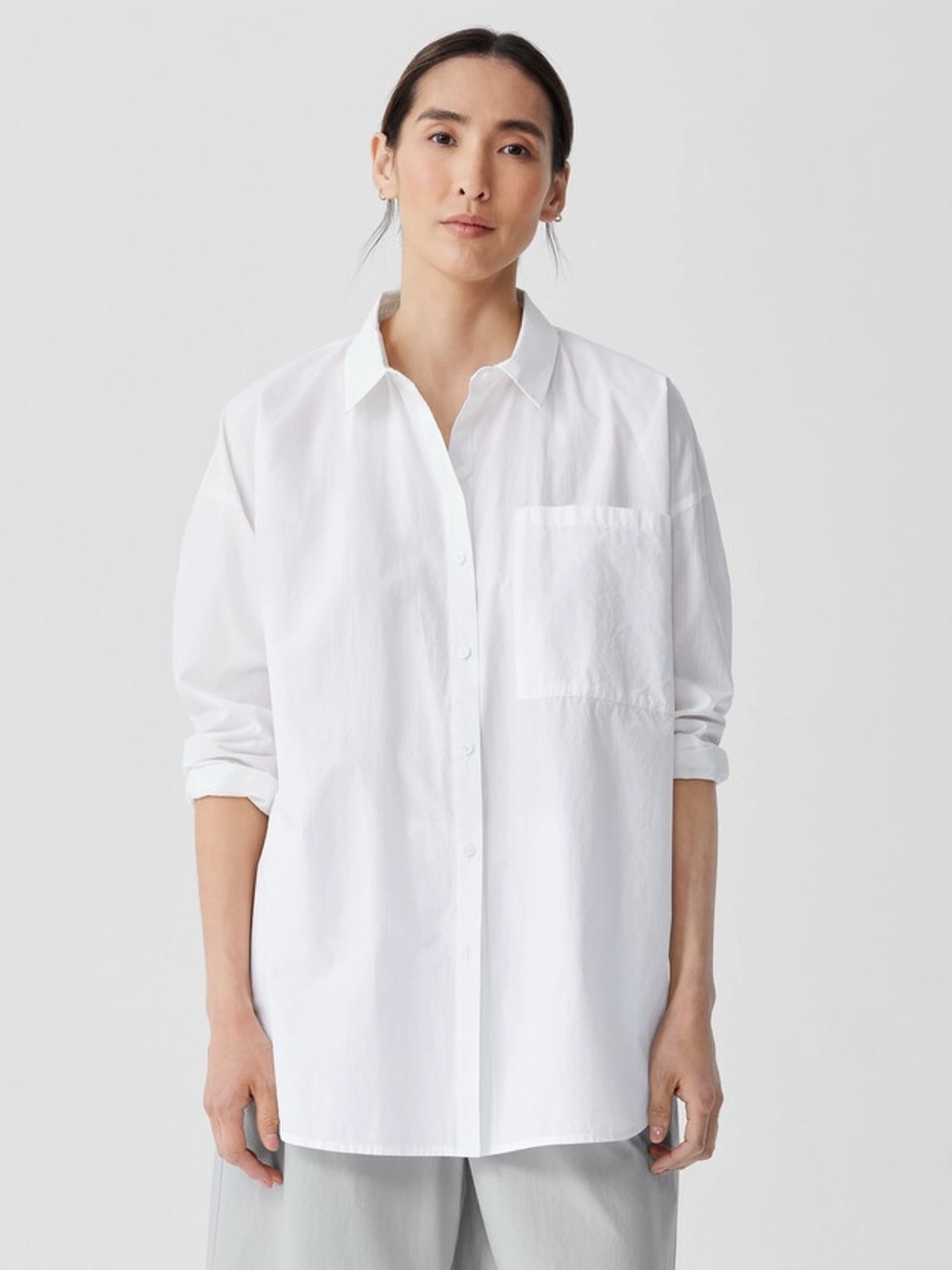 Eileen Fisher Premium Cotton Poplin Shirt in White